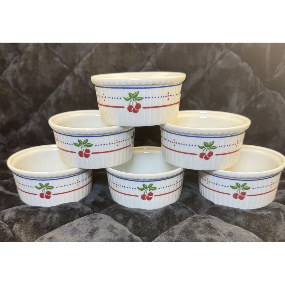 Pillivuyt  Cherry Ramekins Set of 6 Vintage France Very Rare